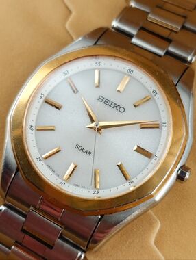 Seiko Men’s Watch Solar V181-0BG0 Two-Tone Quartz JDM Box Papers 36mm Working